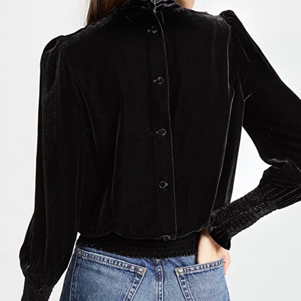 FRAME ruffled black velvet top. Size small. Excellent condition - Picture 2 of 5